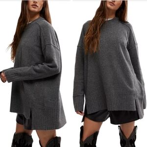 Free People Phoebe pullover sweater Gray Oversized Wool Blend